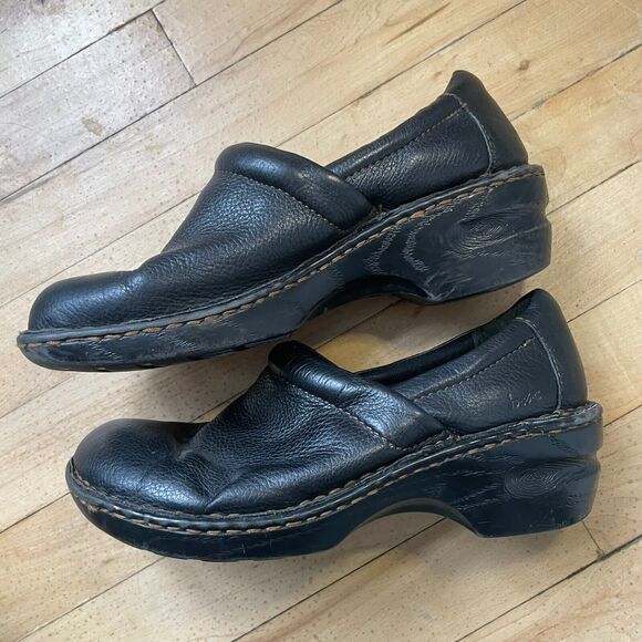 Boc Born Concept Black Leather Clogs Slip On Nurse Shoes‎ Womens Sz 8.5 - Picture 9 of 9